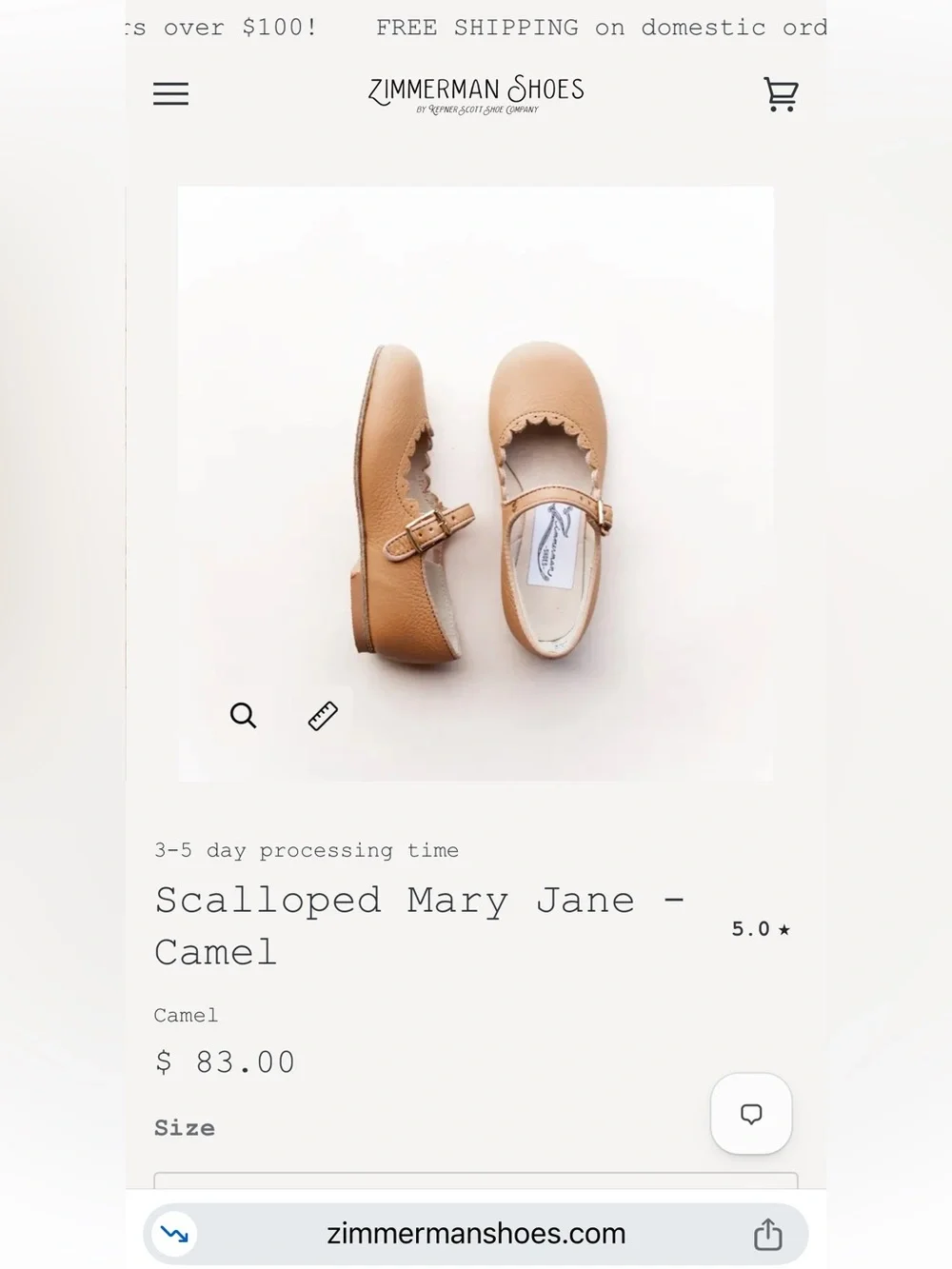NEW ✨ Zimmerman Shoes - Scallop Mary Jane in Camel - Toddler 5